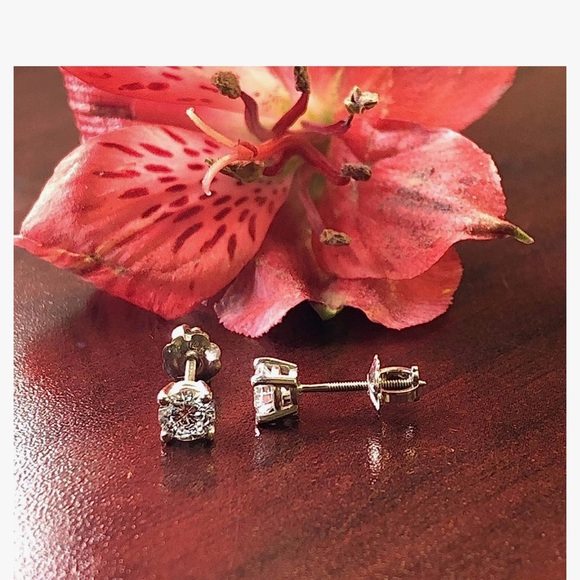 3.0 Carat D-E Color Lab Grown Diamond Stud Earrings in 14k White Gold - Picture 3 of 6